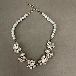 Vintage Sugarfix Necklace Fashion Jewelry Silver-tone Beaded Chain Clear Blue